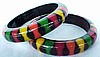 JE28 unsigned black resin bangles with 5 color bowties